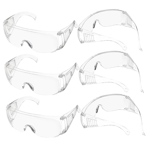 POPETPOP 6pairs Protective Glasses for Construction Impact Resistant Safety Glasses Side Shields for Laboratory and Work Safety Protection