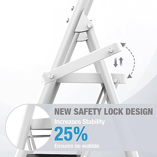 image for HBTower 3 Step Ladder, 3 Step Stool for Adults,330 lbs Capacity,Step L