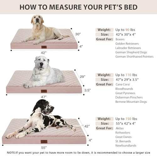 Image of WNPETHOME Orthopedic XL Dog Beds Large Sized Dog, Waterproof Extra Large Dogs Bed with Removable Washable Cover, Multi-Needle Quilting Dogs Crate Bed