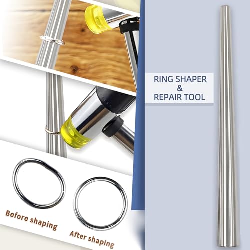 Heymous, Set Di Misuratori Per Anelli E Anelli In Acciaio, Misura Misuratori In Gomma, Per Gioiellieri, Martello In Metallo, Misura Delle Dita - 3