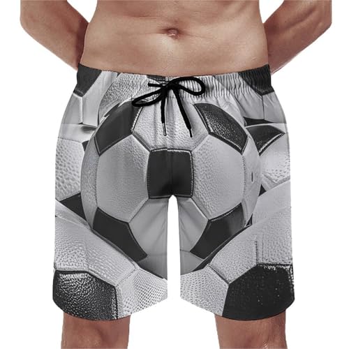 Men's Swim Trunks Quick Dry Board Shorts with Pockets Beach Shorts Soccer Ball Pattern Bathing Suits for Men