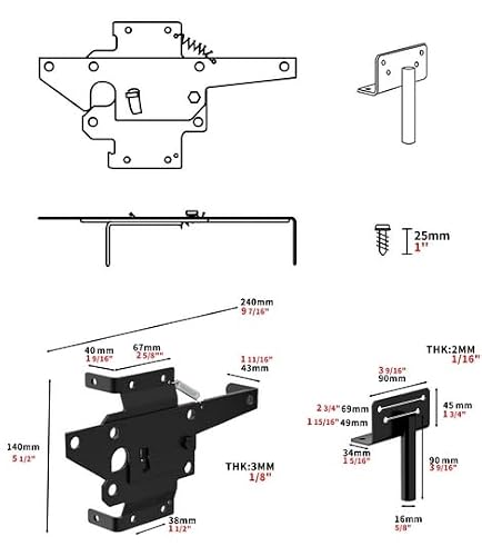 MLHpeak Self Locking Gate Latch for Wooden Fence, Automatic Gravity Door Latch Hardware for Secure Pool Yard Garden