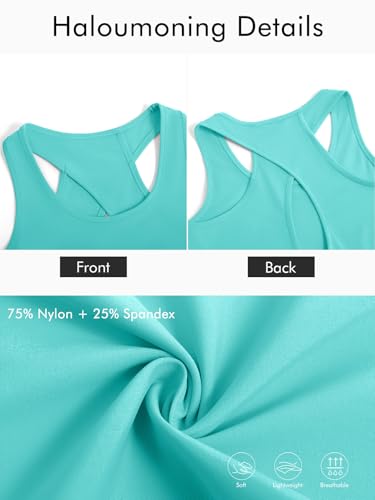Image of Haloumoning Girls Athletic Tank Tops Racerback Sleeveless Shirts | Dry Fit Active Sports Running Yoga Shirts