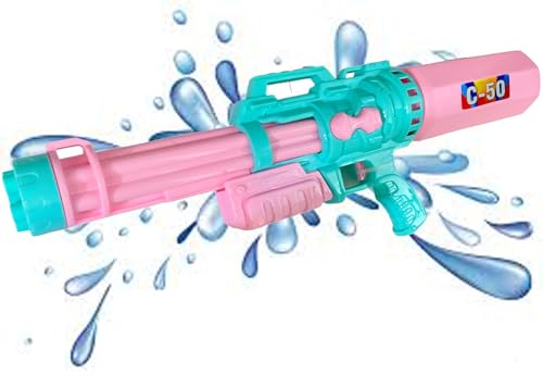 Image of High Pressure Multiple Nozzle Water Gun, Kids Pistol, Holi Pichkari, Blue /Pink, 15x6x25 cm, 250g, Recycled Plastic, Ages 3-12, Unisex
