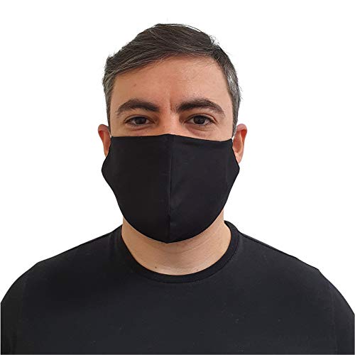 KIT 5 Máscaras dupla face 100% algodão 80 lavagens - Preta