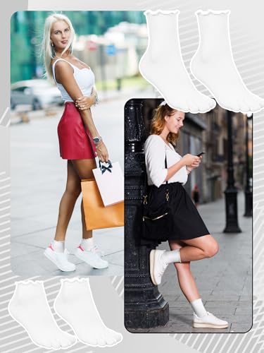 6 Pair Women Toe Socks Cotton Ruffle Five Toe Sock Running Socks with Toes Separated for Women Athletic2