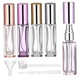 SAFIGLE 5 Stück Nachfüllbare Glas Parfümzerstäuber mit Trichter und Sprühaufsatz Transparente...