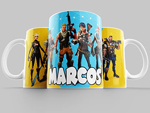 Custom 2gether - Taza personalizada con nombre videojuegos, taza de cerámica calidad premium 350ml...