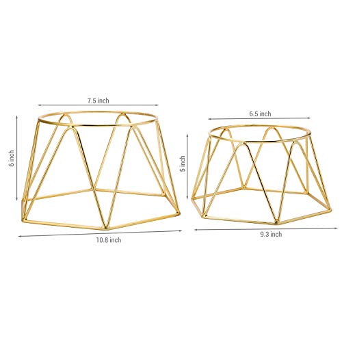 Mygift Brass Plated Metal Pizza Table Stand, Pizza Box Riser, Restaurant Pizza Server Stand, Platter Riser, Set Of 2 - Handcrafted In India #TOP4