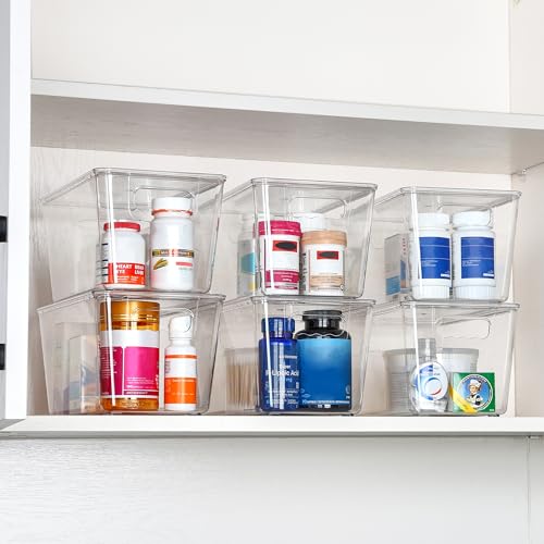 Image of Vtopmart 1 Pack Clear Stackable Storage Bins with Lids, Medium Plastic Containers with Handle for Pantry Organizer and Storage,Perfect for Kitchen,Fridge,Cabinet, Closet,Bathroom Organization