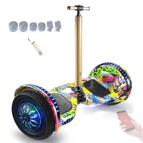Hoverboard bambini offerte dai 7 ai 14 anni di età. Il regalo perfetto. 73 NOOGRRFA Skateboard Elettrico Autobilanciante per Adulti da 10 Pollici,Portata 120Kg,con Tendone LED,Arrampicata A 35°,Connessione Bluetooth,Regolazione del Corrimano da 40 A 115Cm,Design Portatile D