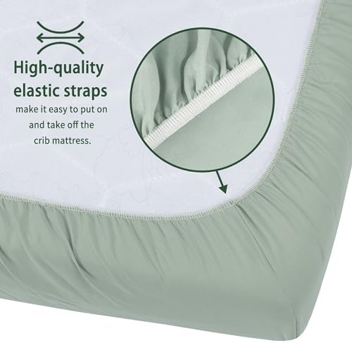 GUNTAIL Baby Crib Sheets for Boys Girls, 2 Pack Fitted Crib Sheet for Standard Crib and Toddler Mattress, Soft Microfiber Baby Sheet 52x28x8in (Brown & Green) — view 5