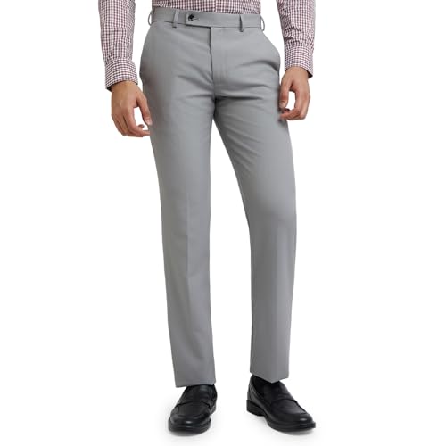 Image of Park Avenue Men's Regular Fit Mid Rise Solid Pattern Poly Viscose Blend Flat Front Formal Trouser