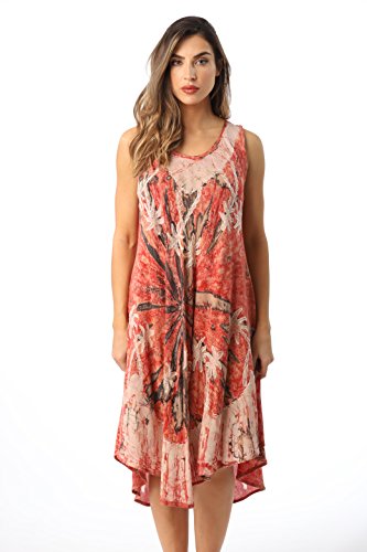 Riviera Sun Rayon Crepe Marble Sleeveless Umbrella Dress 21841-Cor-S #TOP1