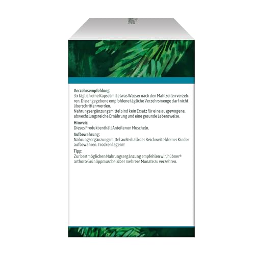 hübner® arthoro Glucosamin | Knochen- und Knorpelschutz | Vitamin C, B6, B12 & E | Grünlippmuschelpulver