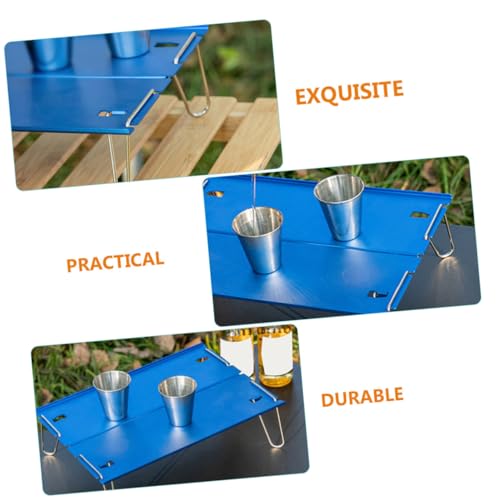 Table de camping pliante en aluminium bleu pour pique-nique - 5