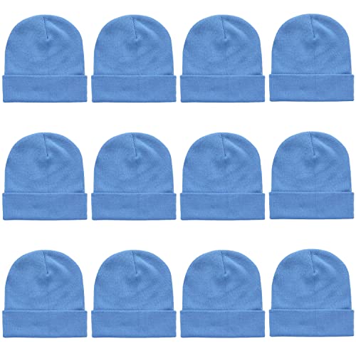 Lot de 12 bonnets tricotés unisexes Falari bleu ciel taille unique