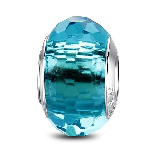 MICOO 925 Sterling Silver Charms for Bracelets,Fashion DIY Dangle Pendants Beads Simulated Birthstone Charms,Birthday Gifts for Women