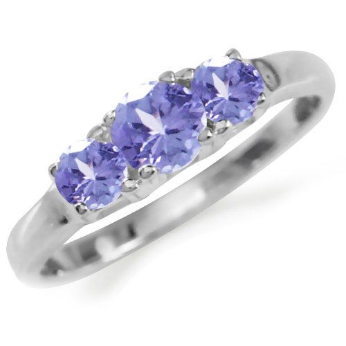 Silvershake Petite 3 Stone Genuine Tanzanite 925 Sterling Silver Ring Size 5