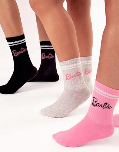 Barbie Socks 3 Pack Womens Ladies Pink Grey Black Doll Clothes 6.5 US-9.5 US3