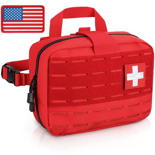 LIVANS Bolsa Médica Tática Molle De Tamanho Atualizado, Primeiros Socorros Grande Capacidade, Ifak Emt, Destacável, Liberação Rápida, Com Suporte Para Apoio Cabeça, Inclui Bandeira E Emblema Cruzado