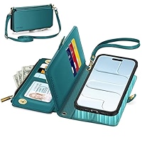 TUCCH Crossbody Detachable Wallet Case For IPhone 17 Pro (6.3") 2025, RFID Blocking 9 Card Slots | Wireless Charging | Wrist Strap | Lanyard | Zipper Pocket | PU Leather | Shockproof - View #2