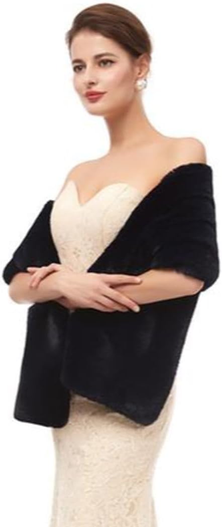 Women's Faux Fur Shawls for Wedding Warm Faux Fur Wrap Winter Dinner Party Faux Fur Scarf for Bride and Bridesmaids