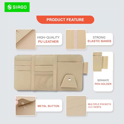 Image of SIAGO SIA137 Car Sun Visor Organizer Stylish Storage Solution (Beige)