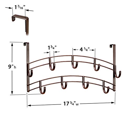 image for Lynk® Over Door Hooks Rack - 9 Hook Over Door Hanger - Over Door Towe
