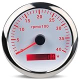 WATERWICH 85MM 3-3/8 inches Tachometer 0-4000 RPM 7 Colors LED for Car Truck Vehicle Boat