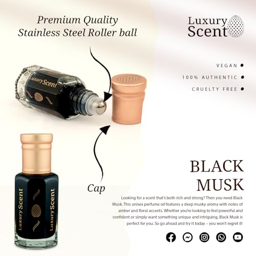 Perfume Oil Black Musk 6ml Roll-On by Luxury Scent – Long Lasting Alcohol-Free Unisex Attar with Dark Musky Amber Oriental Notes, Travel Size Arabian Inspired Fragrance with Velvet Gift Pouch - Image 5