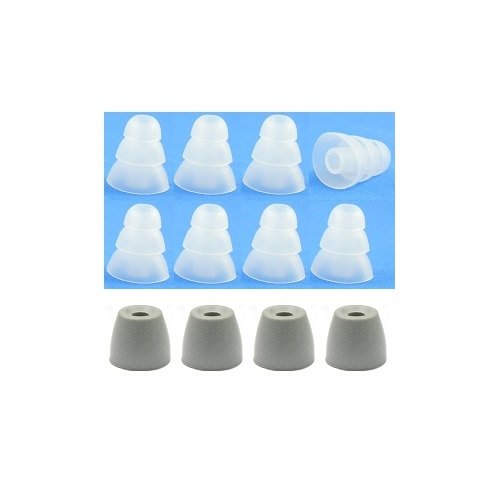 Clear, Large - Earphones Plus Brand Replacement Earphone Cushions: 2 Pair Memory Foam Earbuds and 4 Pair Triple Flange Earphone Tips (Please See Product Details for Connector Sizes)