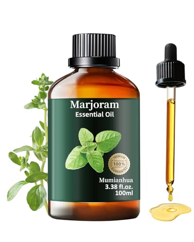 Mumianhua Marjoram Essential Oil 100% Pure Therapeutic Grade Natural Marjoram Oil for Diffuser, Post-Workout Massage Humidifier & Air Purifier | Herbal Essence for Skin Care, DIY Blends 3.38 Fl Oz