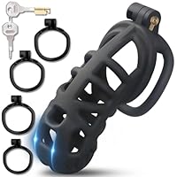 Peniskäfig aus Kunstharz mit 4 Unterschiedlich Großen Bogenringen Sexspielzeug Keuschheitskäfig mit Unsichtbarem Schloss und 2 Schlüsseln Chastity Cage mit Penisfesseln für Männer (XL)