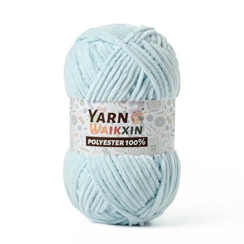 Image of Soft Chenille Yarn for Crocheting, Fluffy Chunky Crochet Yarn for Baby Blanket, (1.76oz /65.6yds) Fuzzy Velvet Yarn for Amigurumi&DIY Puzzle、Crafts、Scarf(Baby Blue)
