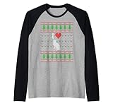 I Love Pussy Cat Kitten Ugly Christmas Sweater Funny Graphic Raglan Baseball Tee