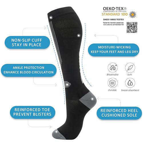 Image of fenglaoda Compression Socks for Women Men 3 Pairs Graduated Compression Support Circulation Socks for Nurses