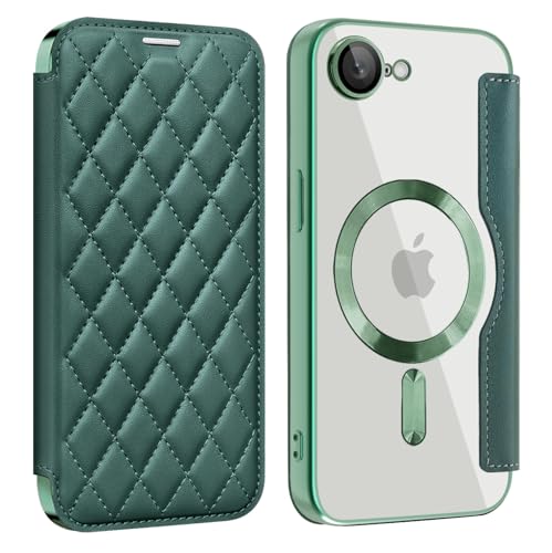 【ガラスフィルム付き】ケース・iPhone16e 対応 MagSafe対応 手帳型 iPhone 16e 対応 カメラレンズフィルム一体型 レザー カバー 背面クリア カメラ レンズ 保護 マグセーフ 透明 TPU カード収納 16E スキミング防止 アイ