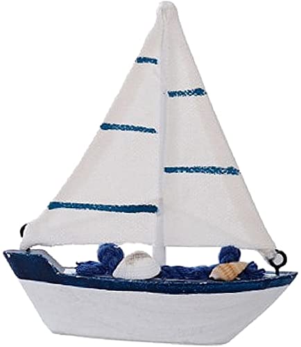 Nautical Theme Wood Ship Model Mini Sailboat Figurines Wooden Cake Topper for Mediterranean Home Furnishing Decor - Style E