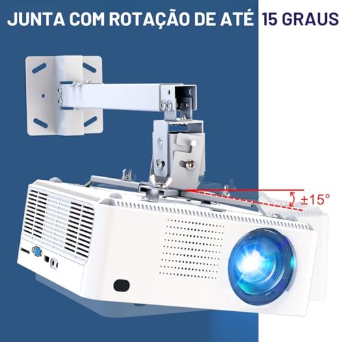 Suporte Teto/Parede Projetor Multimidia Com Extensor Regulagem de 43 á 63cm Com Ajuste de Ângulo (Br