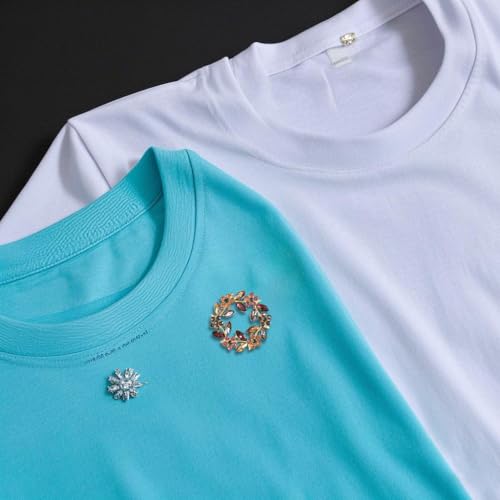 Image of Flower Wreath Brooches for Women Round Floral Rhinestone Lapel Pins Broach Blazer Dress Denim Jacket Clothes Badge Bridal Wedding Birthday Party Jewelry Gifts