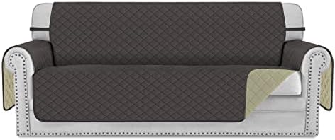 Deeky Couch Cover, Sofa Covers for 3 Cushion Couch, Dog Couch Cover Protector, Furniture Covers for Pets, Reversible and Water Resistant Cover with Foam Sticks & Elastic Straps, Sofa, Chocolate/Beige