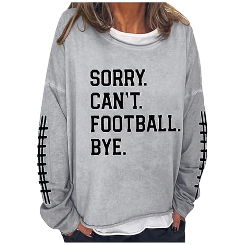 Sweat-shirt femme manches longues gris col rond imprimé lettres mode casual vêtement automne taille M