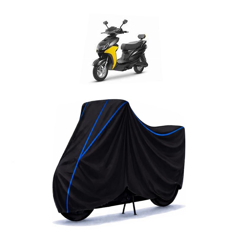 Image of Scooty Cover Water Resistant for Electric E2Go | Universal Scooter & Bike Cover | Heavy Duty UV Dust, Rain & Scratch Protection | Elastic Fit All Weather Indoor Outdoor | Black with Blue Piping