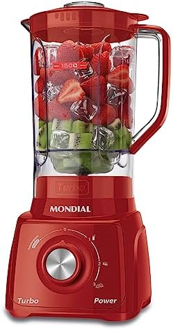 MONDIAL Liquidificador Turbo Power 550W, 110V, Vermelho, 1,6L - L...
