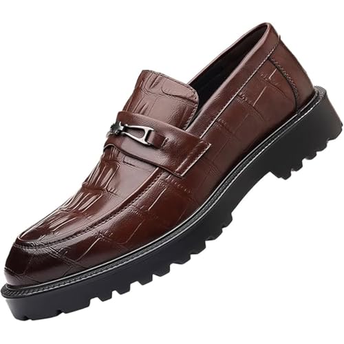 Men's Business Casual Loafers - Genuine Leather Slip-On - Non-Slip Office Shoes
