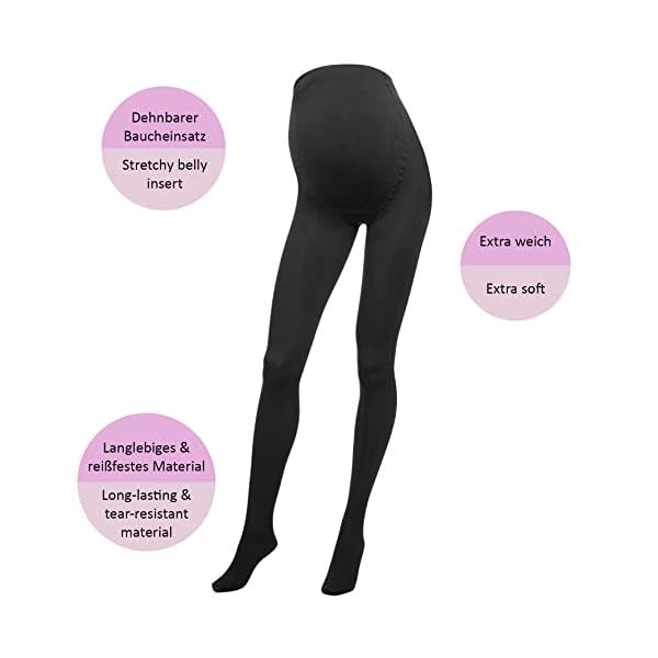 Herzmutter Umstandsstrumpfhose Thermo - Blickdichte, warme Schwangerschaftsstrumpfhose - Schwarz - 1700 – Bild 3