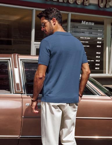 PJ PAUL JONES Men's Polo Shirts Quarter Zip Textured Knit Shirts Summer Shirt4