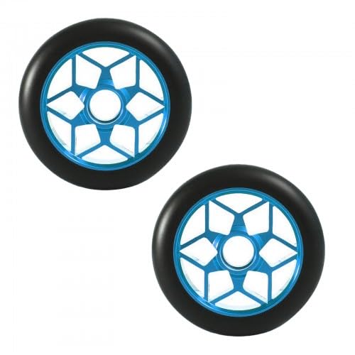 2 Pcs Scooter Replacement Wheels, 110 mm Scooter Wheels with ABEC 9 Bearings, for Kick Scooters Most and Stunt Scooters (Blue)