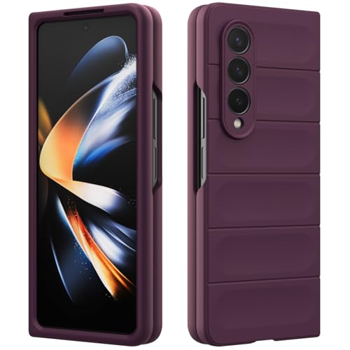 RIIMUHIR Funda Silicona Compatible con Samsung Galaxy Z Fold 4, Protectora de Cuerpo Completo, Antigolpes Carcasa, Protección Lente Cámara, Tacto Duro y Sedoso Caso (Violeta Oscuro)